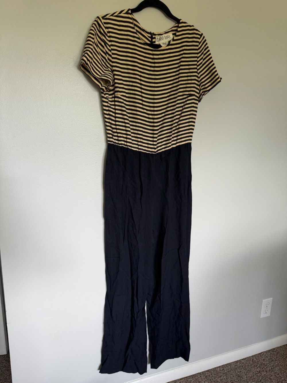 Dani Max Navy and Cream Striped Wide-Leg Jumpsuit